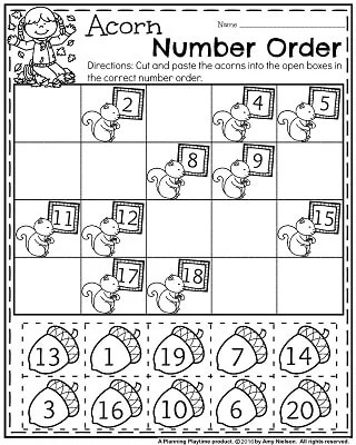 Fall Kindergarten Worksheets for November - Planning Playtime