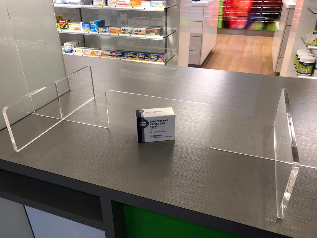 100 x 75 x 3 mm Counter screen / shield (120 cm wide x 80 cm high
