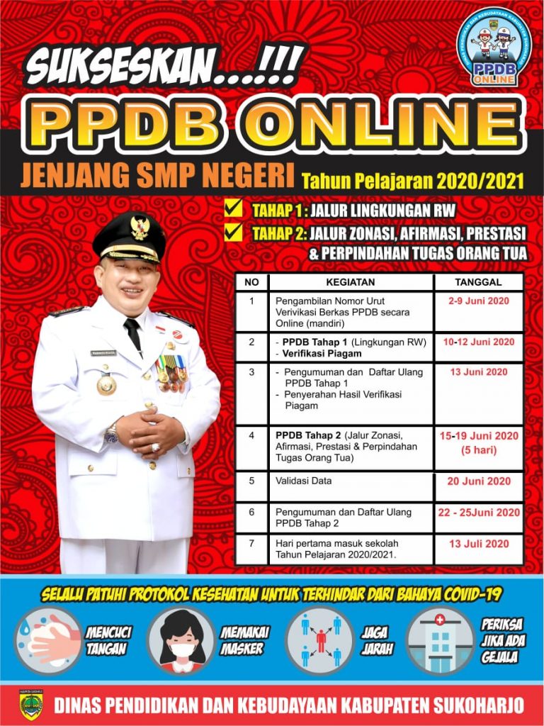 Jadwal link pendaftaran online ppdb jawa tengah (jateng) . Ppbd Online Jenjang Smp Negeri Tahun Pelajaran 2020 2021 Portal Kabupaten Sukoharjo