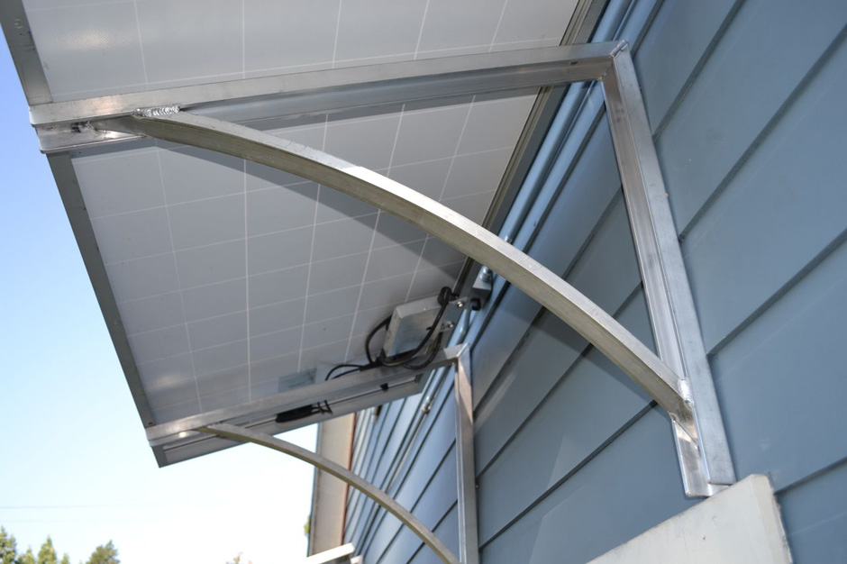 Soffits and fascia are common parts of house exteriors that need special attention when it comes to siding. Solar awning bracket, PV shade structure, Store-front windows