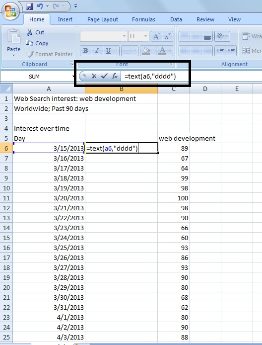 excel file