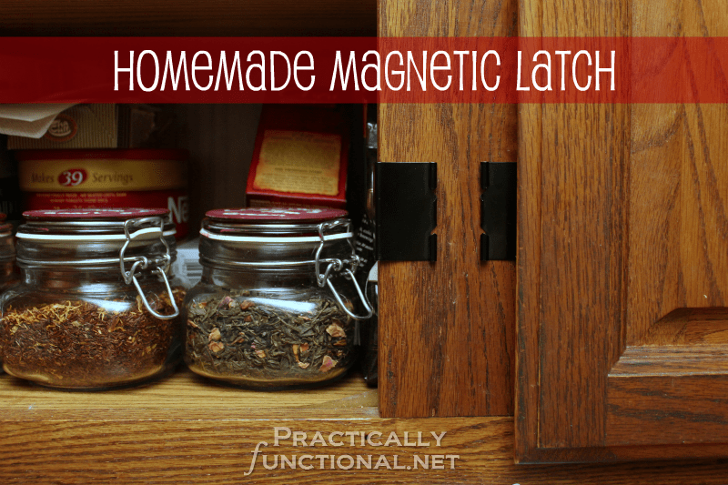 The thin magnetic catches are great for kitchen and bathroom cabinets as they do not get in the way but provide adequate force. Homemade Magnetic Latch {Caturday #10} | Practically