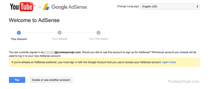 YouTube Signed in Already AdSense