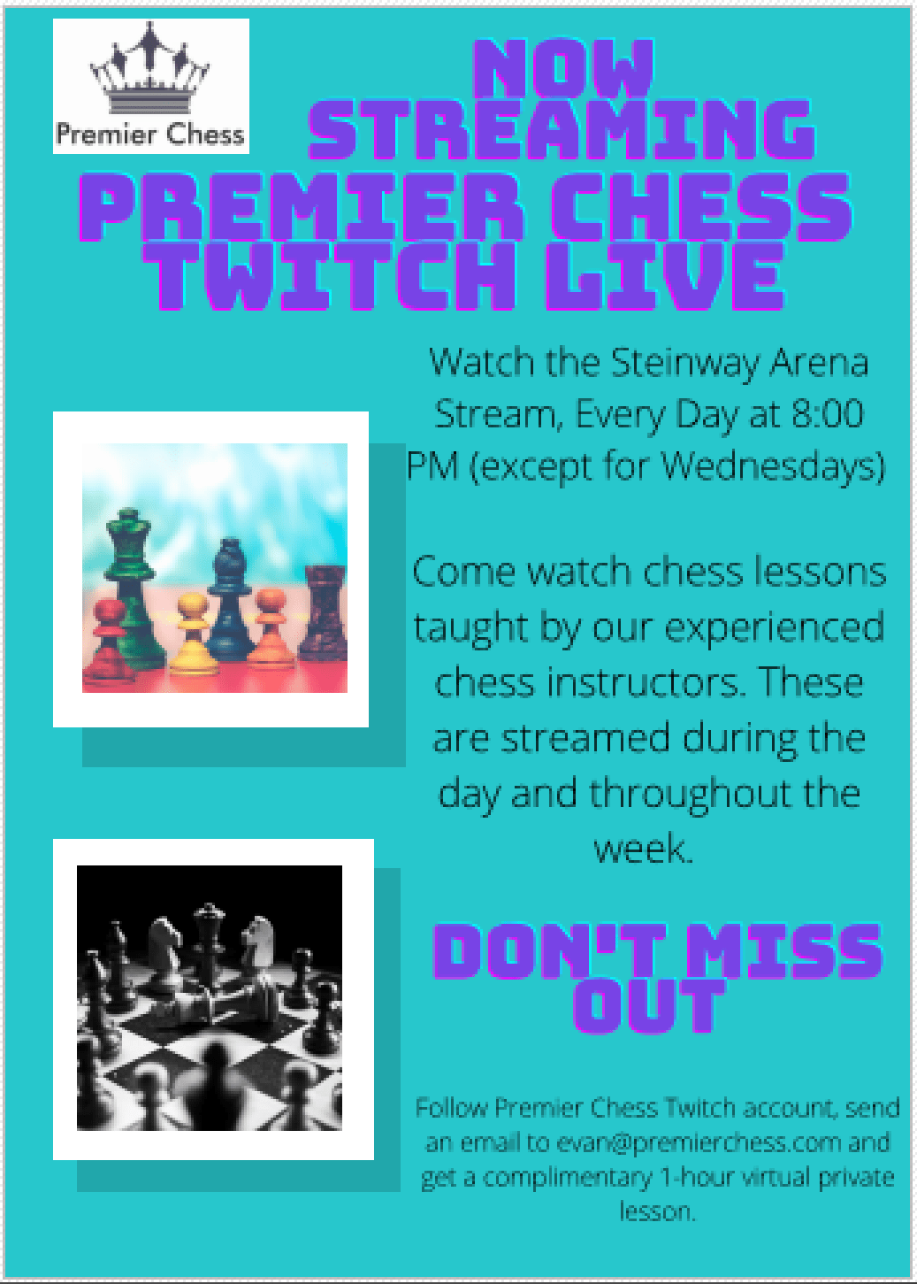 Check out the moves of the top players and learn! Now Streaming Premier Chess Twitch Live Premier Chess