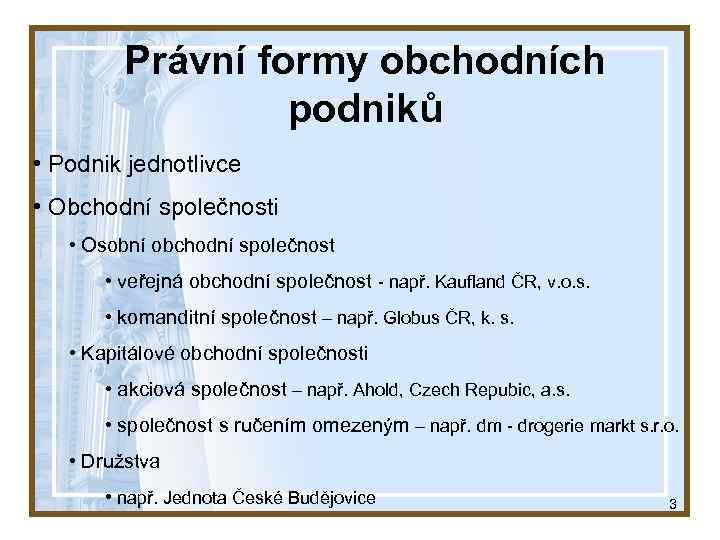 Pravni Formy Obchodu Druzstevni Obchod 1 Zakladni