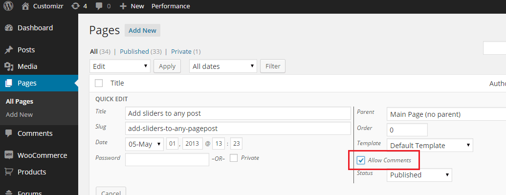 To enable the theme editor, follow these steps:. How to disable or enable comments in pages in a WordPress theme - Press Customizr