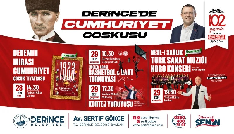 Derince’de Cumhuriyet Coşkusu Yaşanacak!