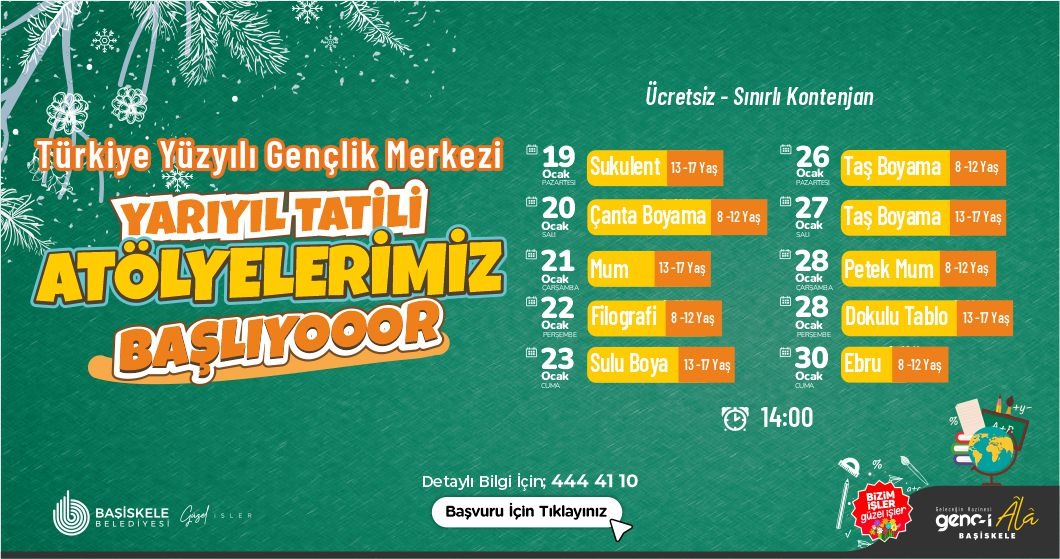 Başiskele’de yarıyıl tatili atölyeleri başlıyor