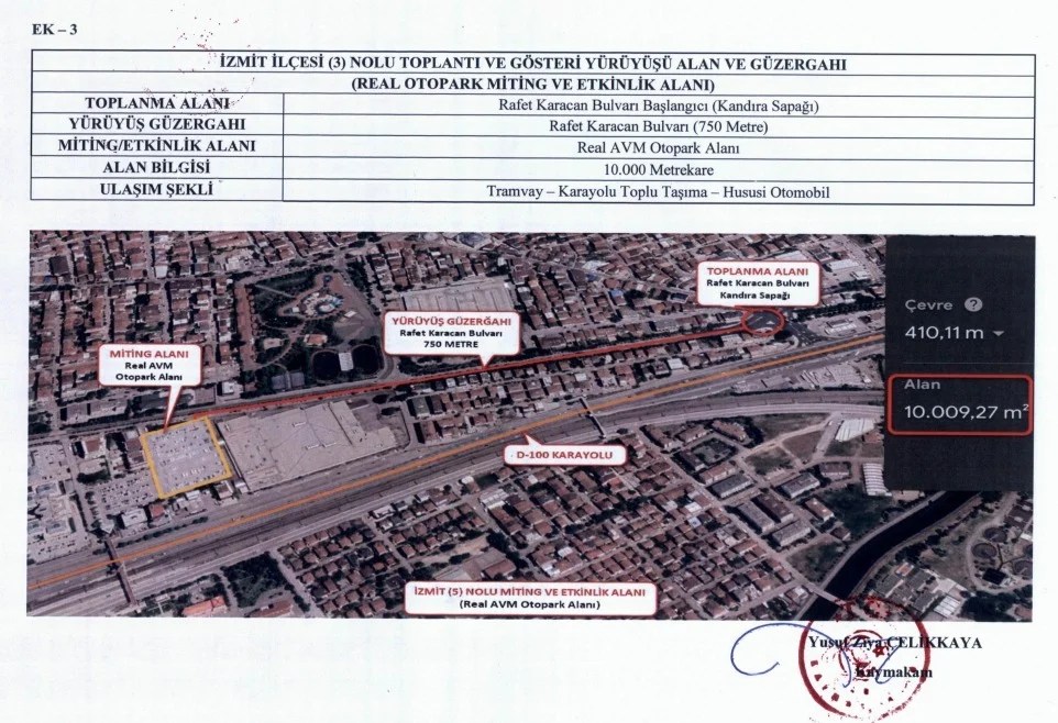 İzmit’te 2026 yılı toplantı ve gösteri yürüyüş güzergahları belirlendi