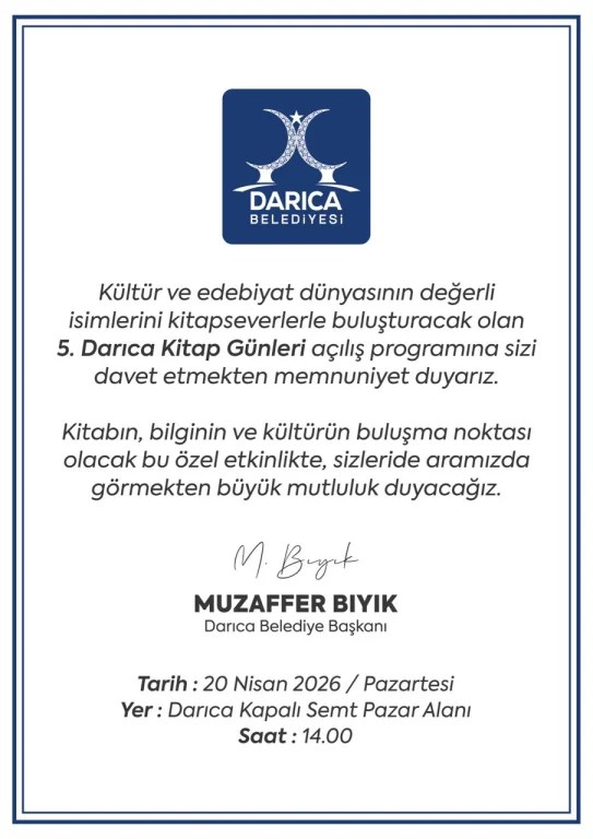 5. Darıca Kitap Günleri 20 Nisan’da başlıyor