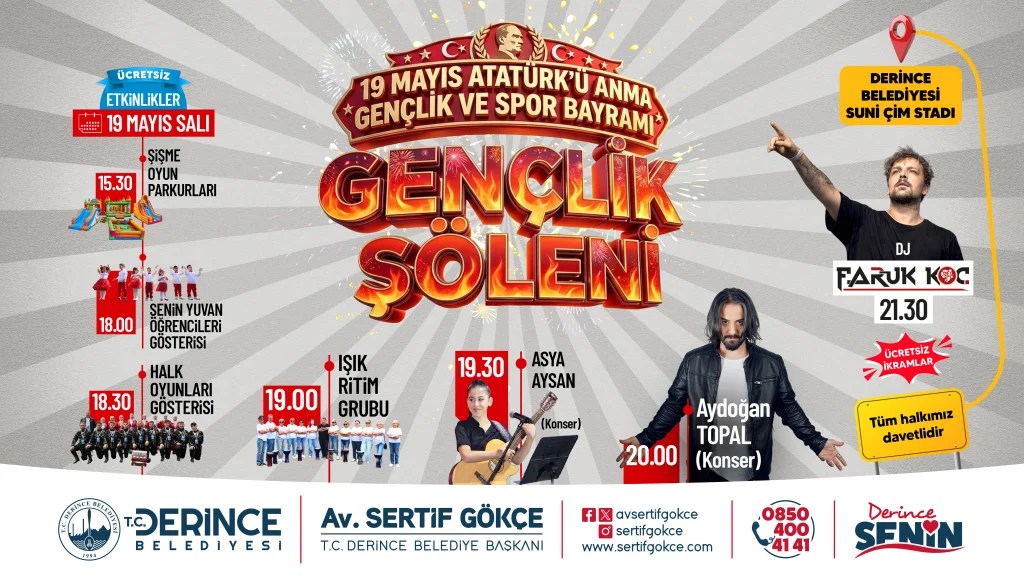 Derince’de 19 Mayıs coşkusu şölene dönüşüyor