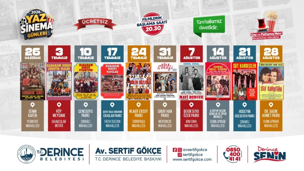 Derince’de Yaz Sinema Günleri başlıyor