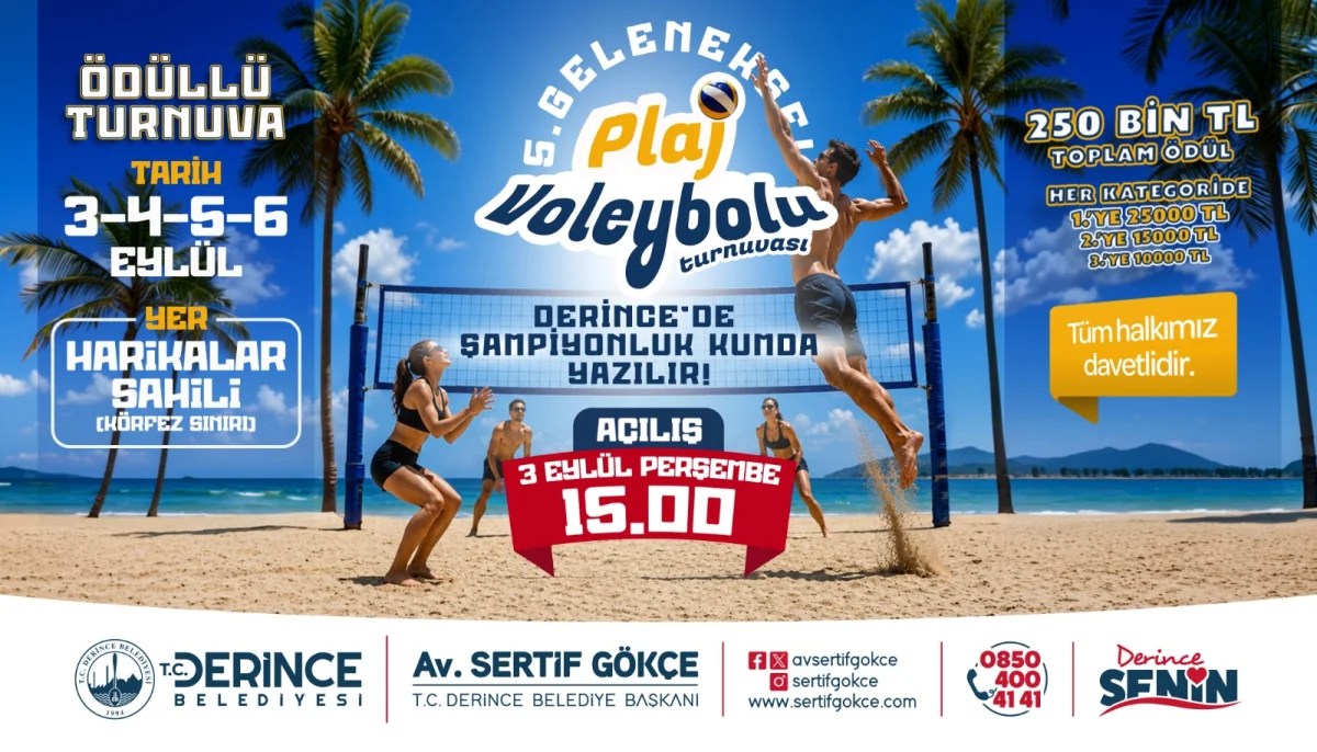 Derince’de plaj voleybolu heyecanı başlıyor