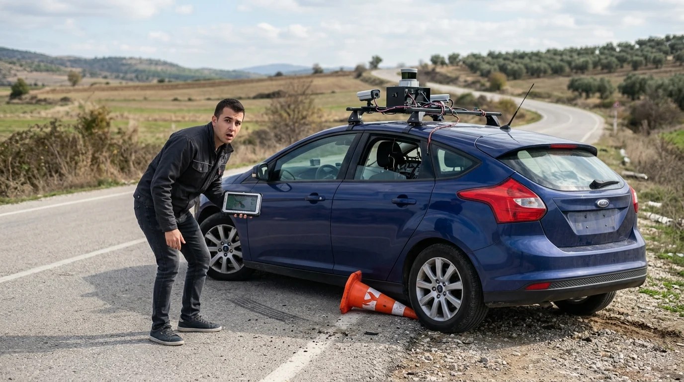 Geliştirdiği sürücüsüz aracı test etti