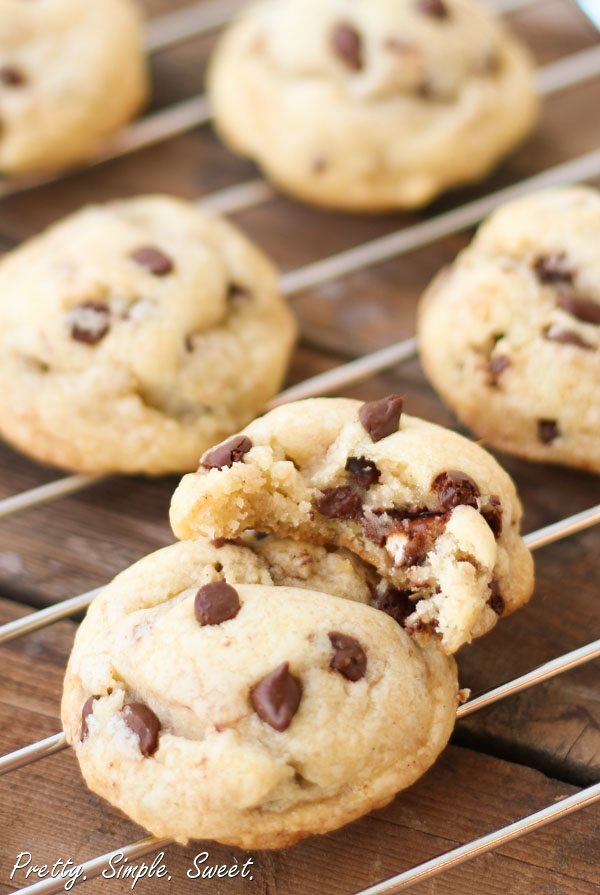 Ingredients · 1 cup butter, softened · 3/4 cup packed brown sugar · 1/4 cup sugar · 1 package (3.4 ounces) instant vanilla pudding mix · 2 large eggs · 1 teaspoon . Vanilla Pudding Chocolate Chip Cookies Pretty Simple Sweet