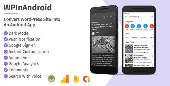 Wpmobile app allow you to create both android and ios apps for your site. Download Wpinandroid Make An Android App For Your Wordpress Website On Codecanyon Google Analytics Plugin