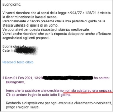 27Enne Cerca Lavoro, La Risposta: "Posizione Non Adatta A Una Ragazza, C'è Da Andare In Giro In Auto Tutto Il Giorno" 384_x_388_jpg