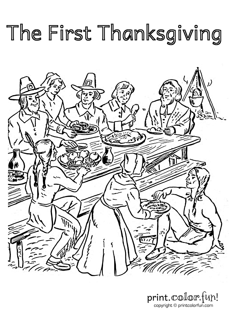 This mini book is a great way to teach your students about the first thanksgiving! 11 free First Thanksgiving coloring pages, with pilgrims and Native