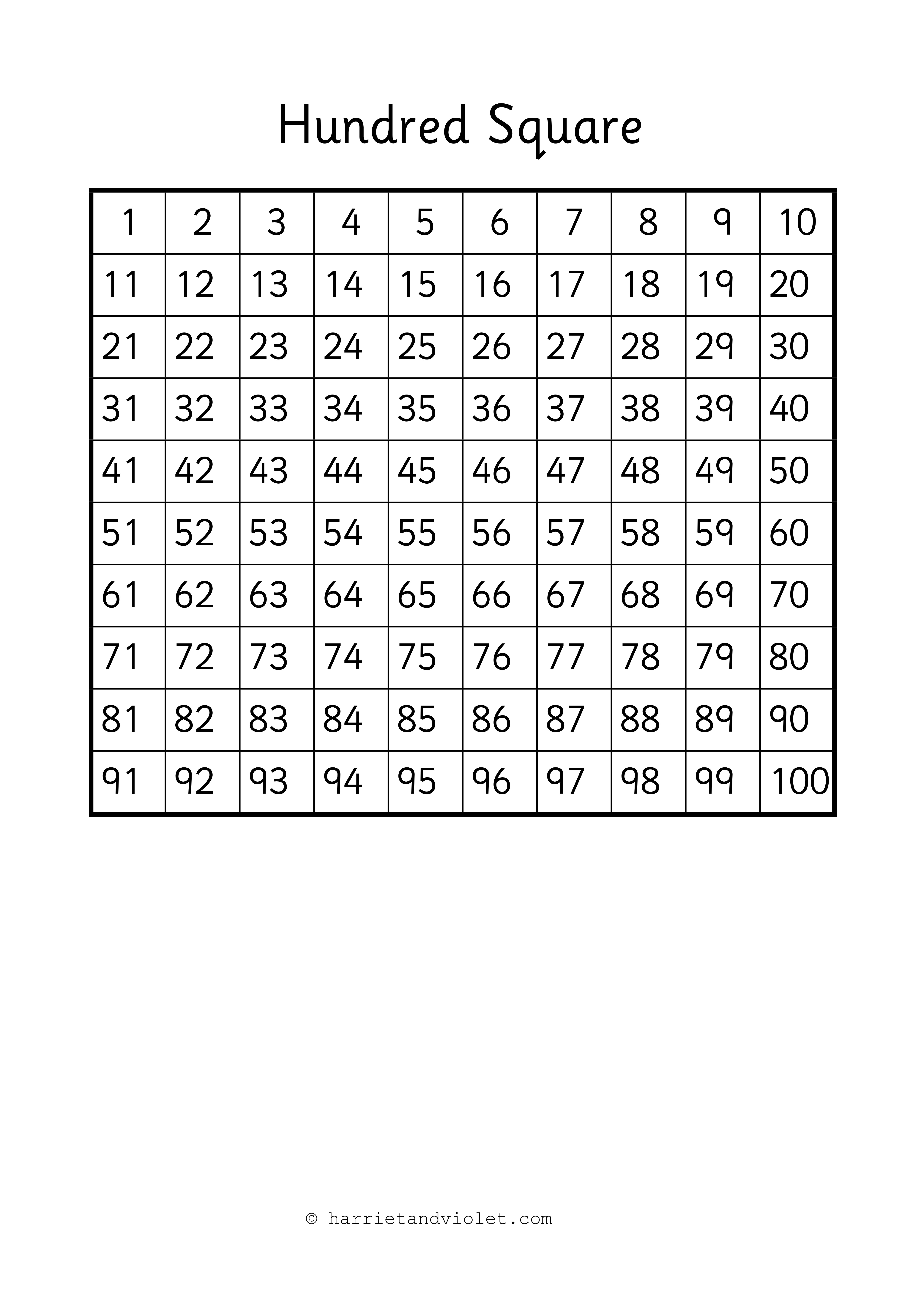 hundred square black and white printable teaching resources print play learn