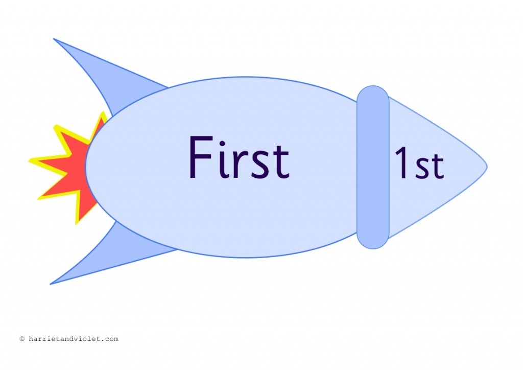ordinal numbers 1st 10th rainbows printable teaching