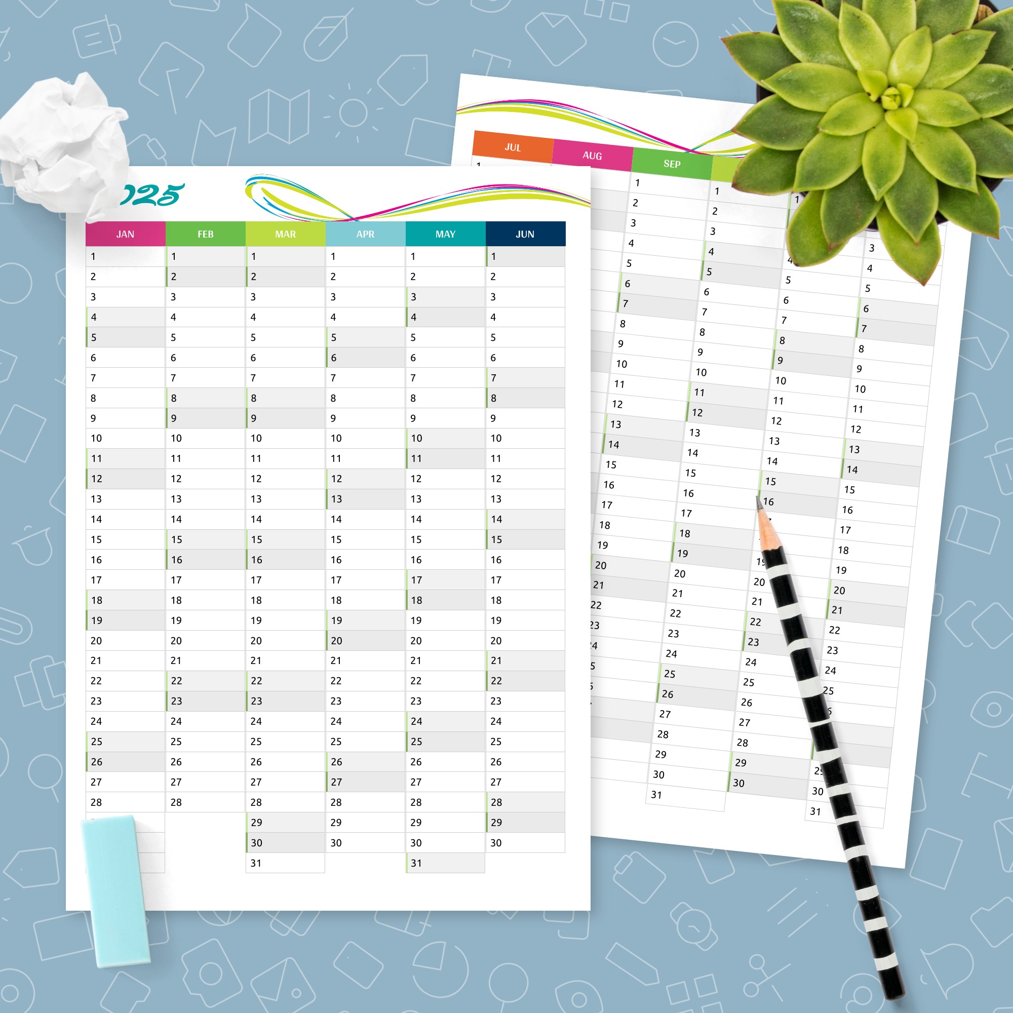 full year vertical calendar template printable pdf