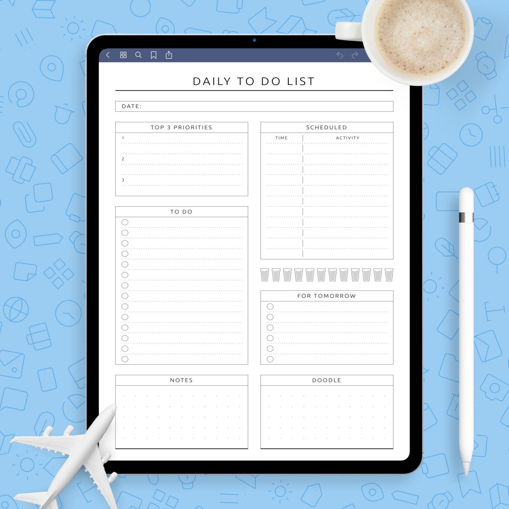 daily to do list formal with notes template printable pdf