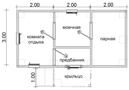 Иллюстрация к материалу «Проекты каркасных бань 3х6. Проекты и строительство каркасной бани»