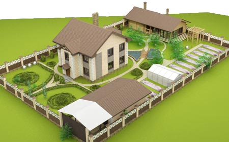 Обустройство дачного участка с домом и баней. Устройство гаражной беседки на участке дома в Банях, обустройство садового товарищества "Олимп" (г. Москва) соответствующего размера