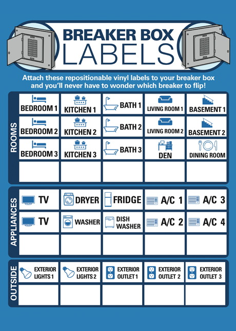 If you are having issues with an electric receptacle somewhere in your house and cannot find the problem, it's possible something ha. Breaker Box Labels - Project Energy Savers