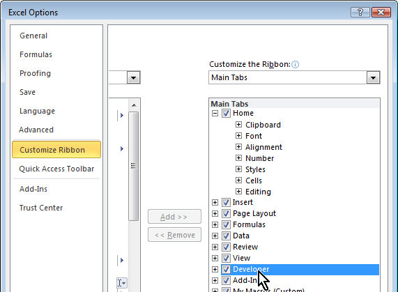 Enable the developer tab in excel. Developer Tab in Excel 2010 Â« projectwoman.com