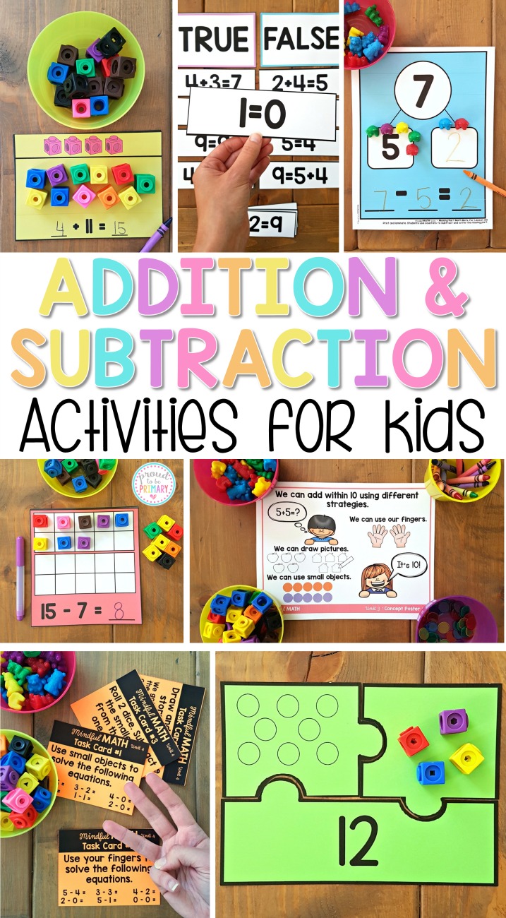 addition and subtraction to 20 activities for kids proud