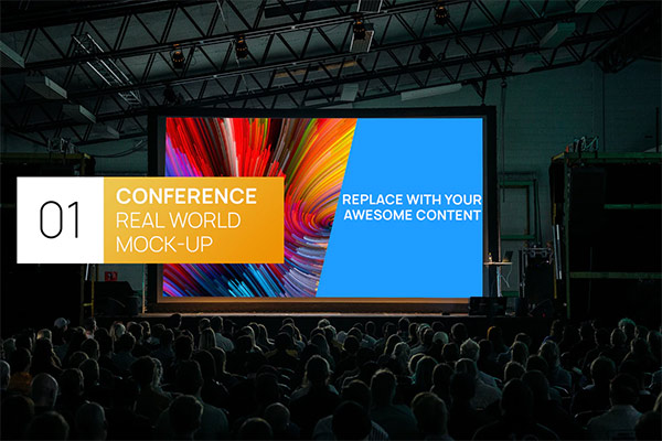 Conference backdrop mockup vectors and psd free download. Conference Hall Dark Projector Real World Mock Up Mockups Free Psd Templates