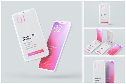 Apple, clay, free, iphone, mobile, psd, sketch, vector. Iphone 12 Pro Clay Mockup Set Mockups Free Psd Templates