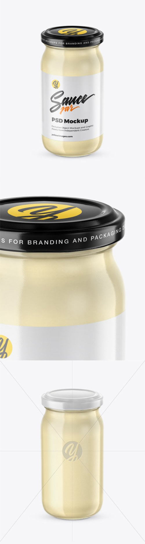 Popular glass jar filled with mayonnaise or other similar cream. Clear Glass Mayonnaise Sauce Jar Mockup Mockups Free Psd Templates