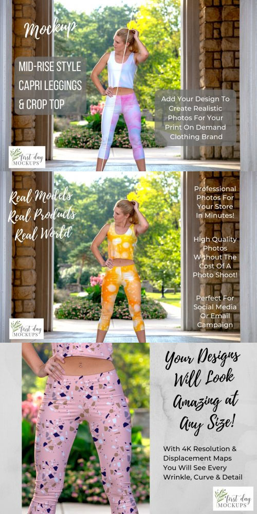 Psd with smart layer, dimensions: Leggings Mid Rise Crop Top Mockup Mockups Free Psd Templates