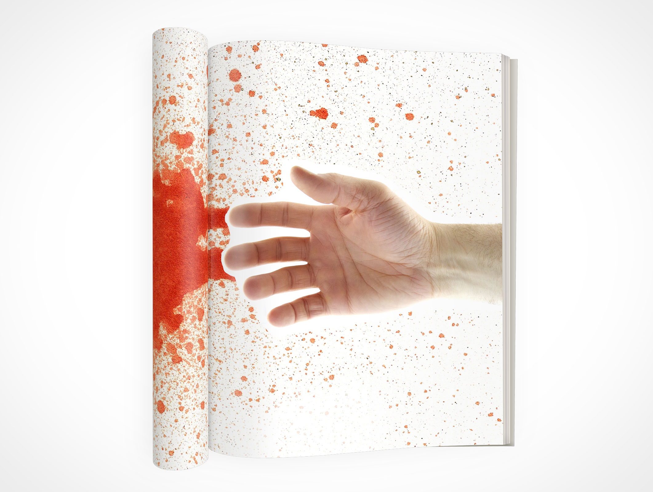 Free folded magazine mockup psd template: Magazine Mockup Top View Folded Pages In Magazine Catalog