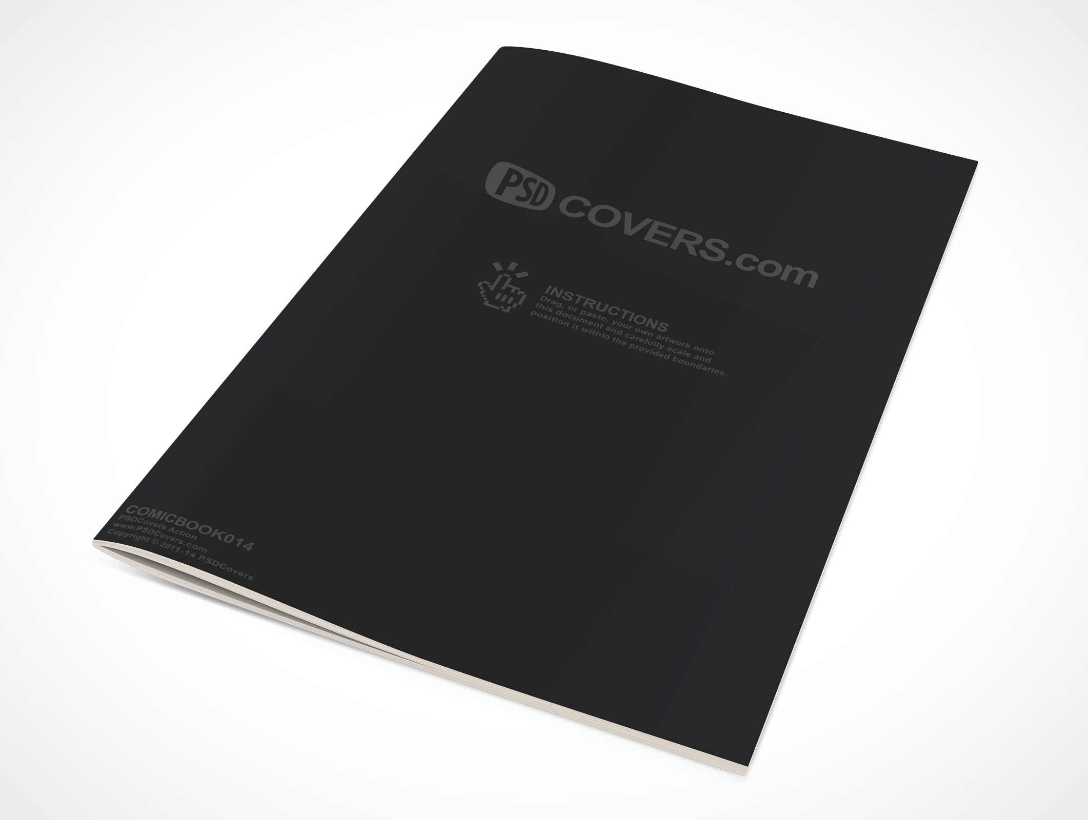 We promote premium designs which include a commercial licence from their respective designers. Comic Book Mockup High Angle View Of Cover Rotated 30 To Left