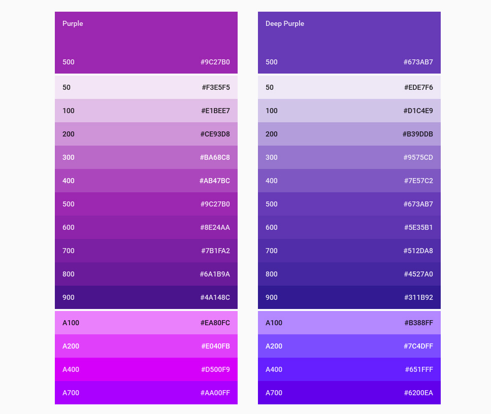 Material design color palette inspiration