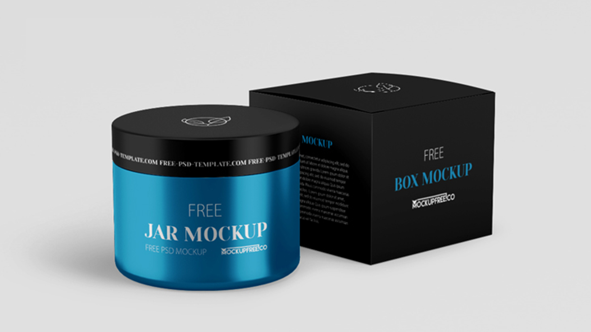 You can easily change the design and brand logo of these cosmetics product packaging in just a few clicks. Cosmetic Jar And Packaging Box Free Mockup Psfiles