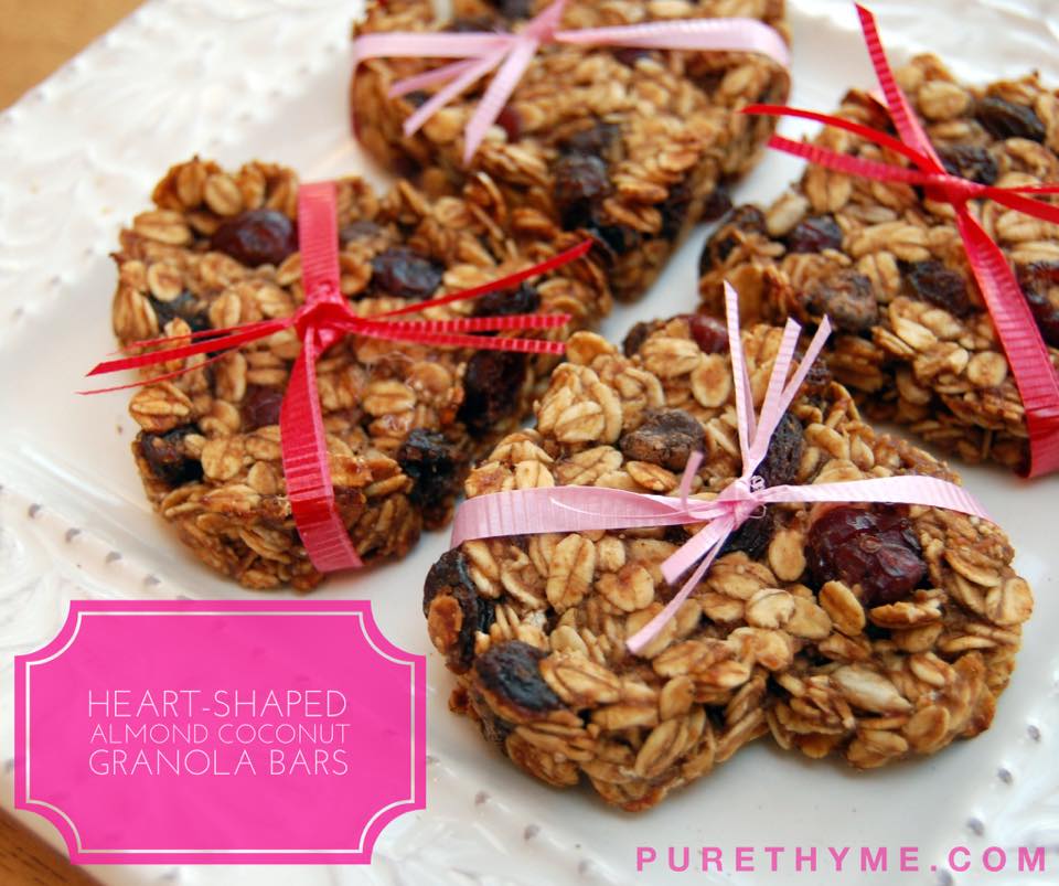 HeartShaped Almond Coconut Granola Bars Pure Thyme