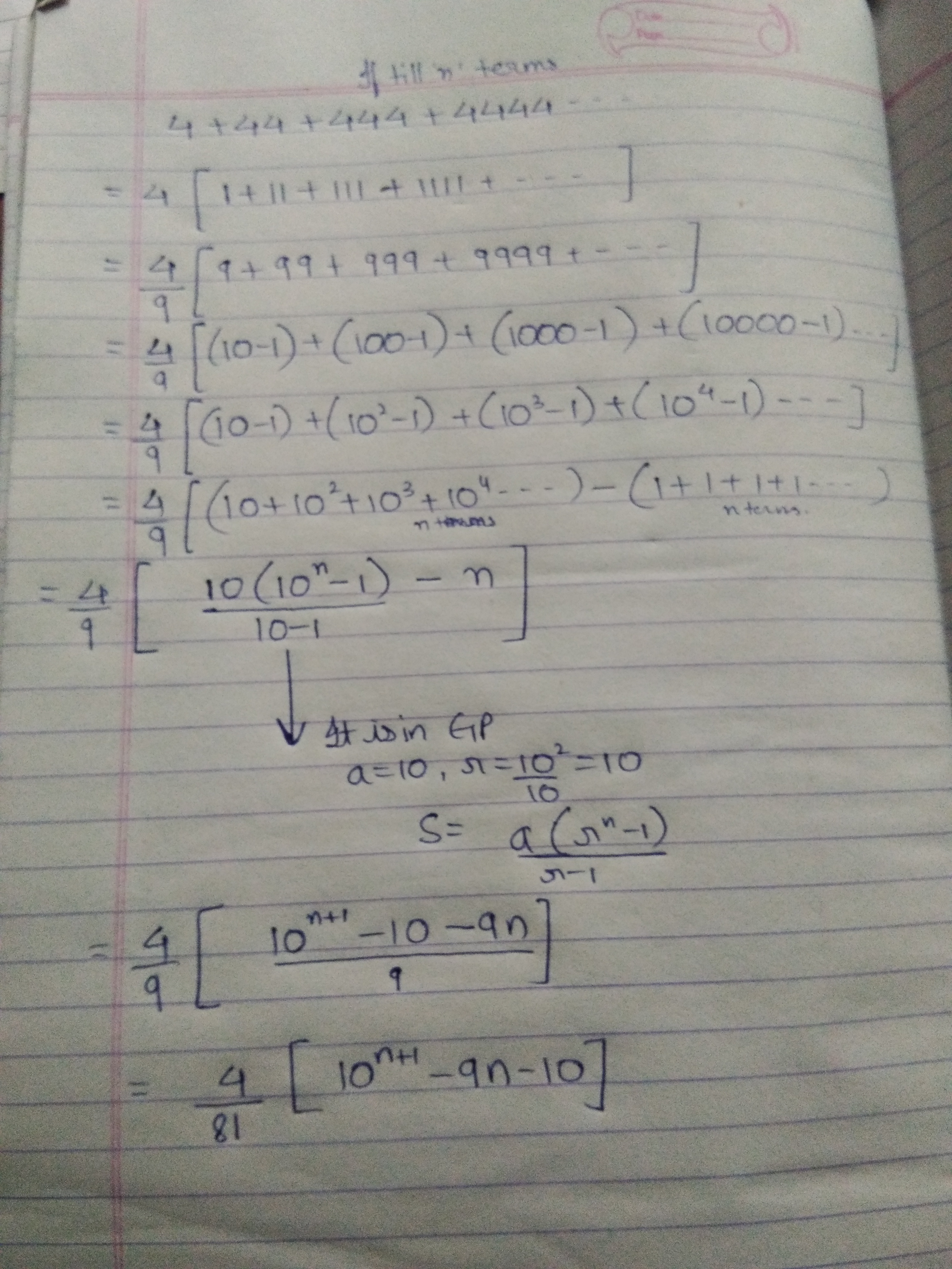 Bagaimana cara mengatasi 4+44+444+4444+… - Quora