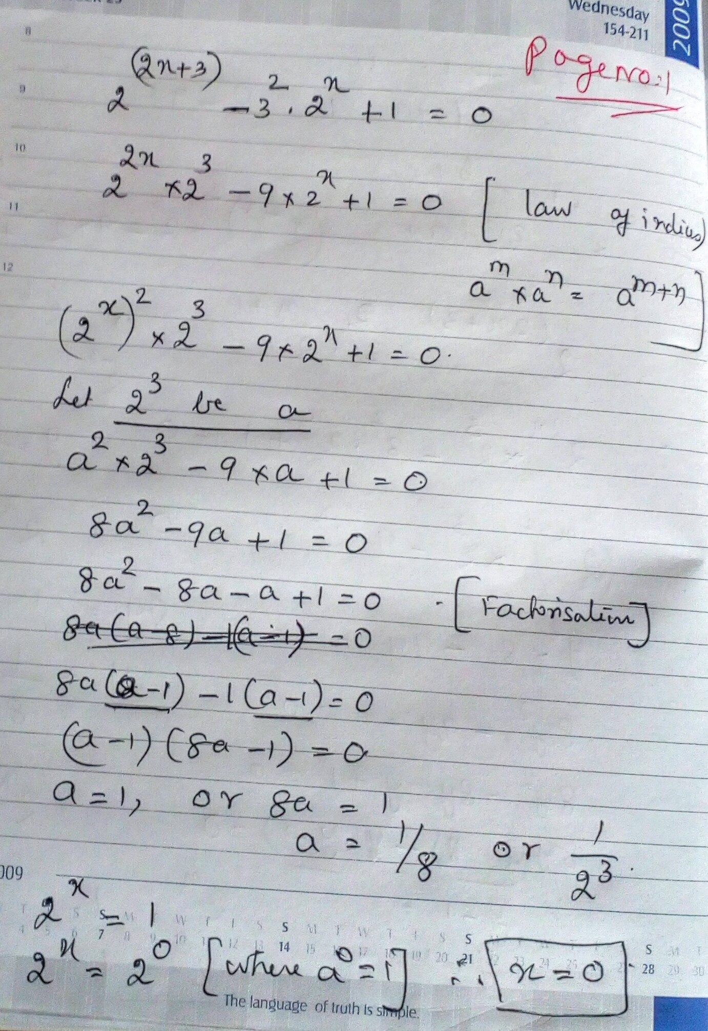 What is the value of &lsquo;x&rsquo; in 2^(2x+3)-3^2.2^x+1=0? - Quora