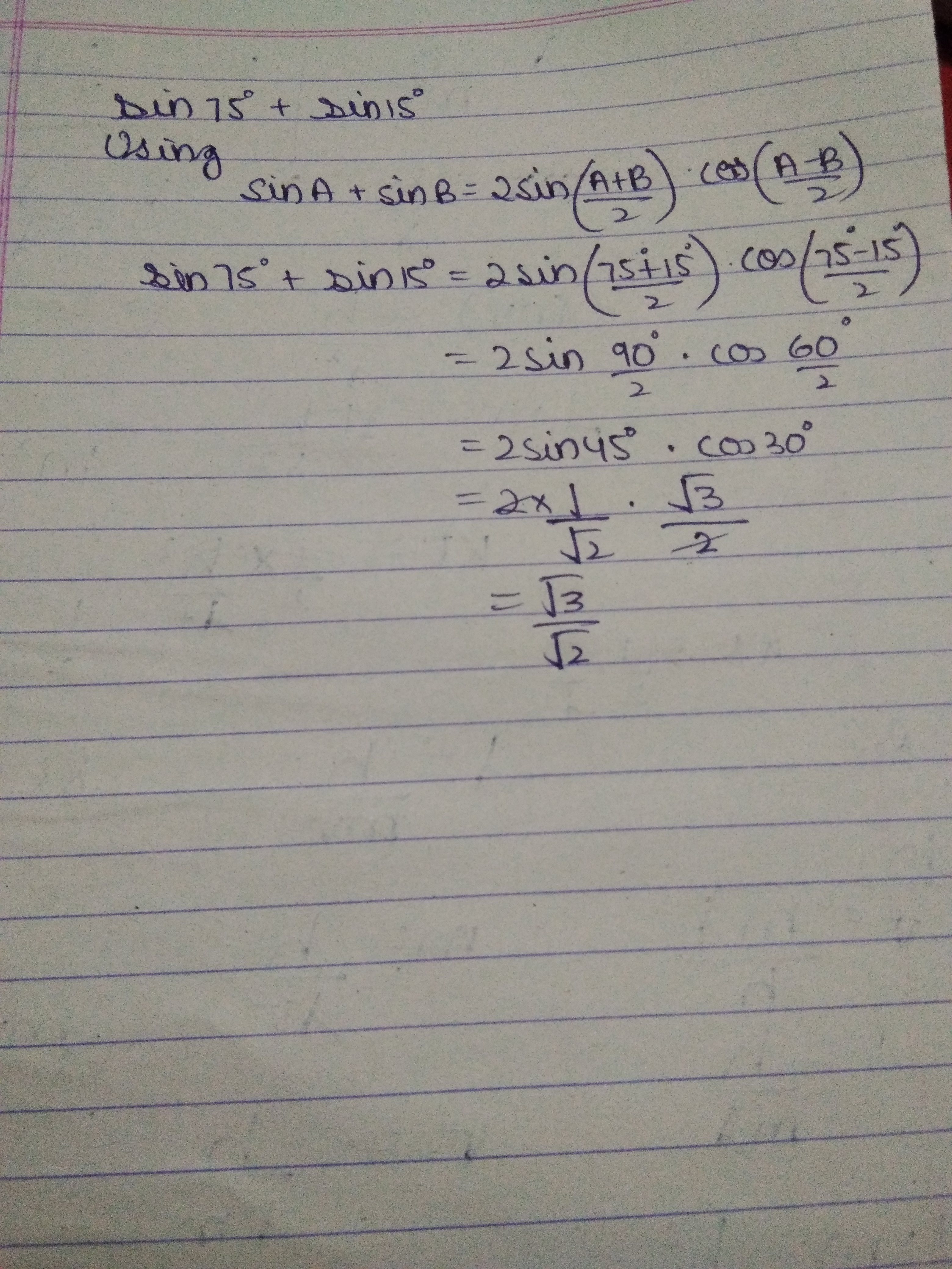Berapakah nilai Sin75+sin15? - Quora