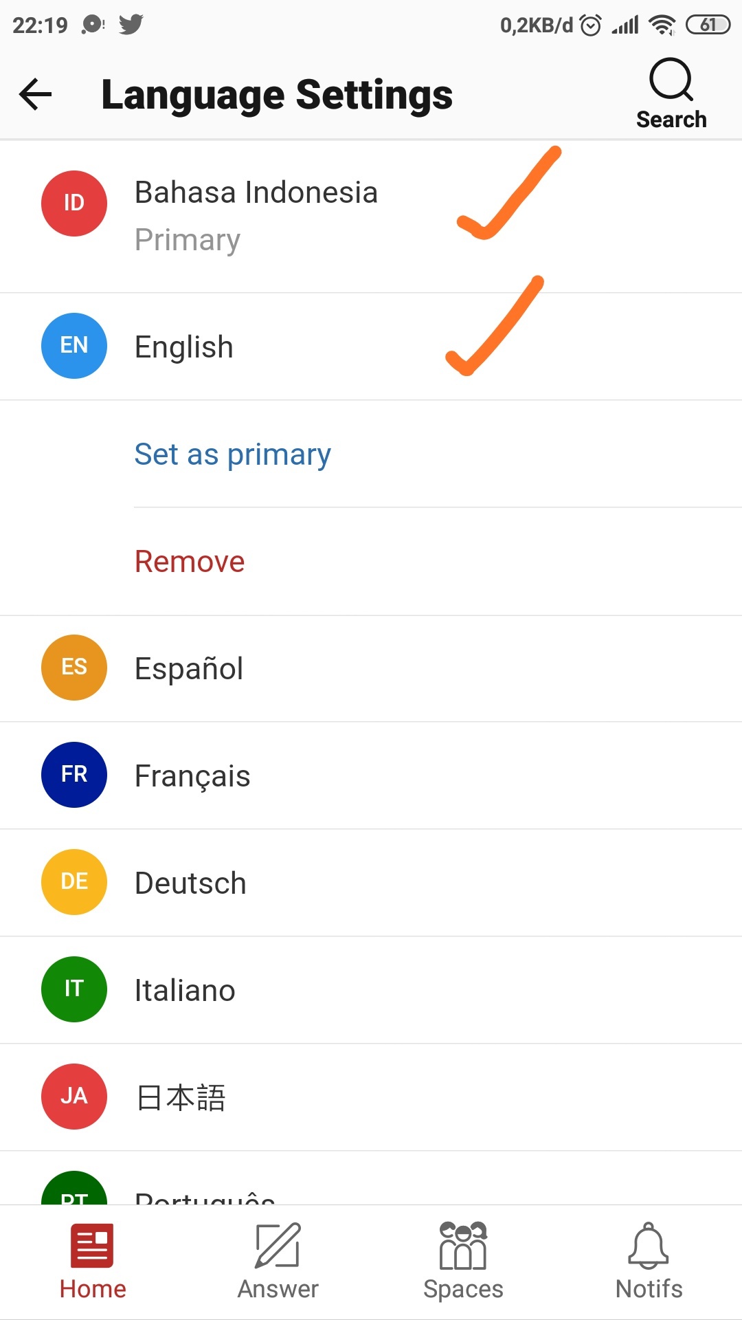 Bagaimana cara mengubah pengaturan bahasa di Quora? Akun saya (bahasa  Inggris) tiba-tiba berubah menjadi bahasa Hindi. - Quora