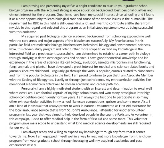 That is a no no. How to write a good personal statement and research statement for PhD admission in molecular and
