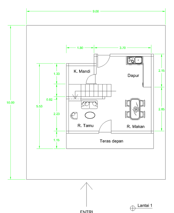 Berapa luas bangunan rumah ideal untuk dibangun diatas tanah seluas 90  meter persegi? - Quora