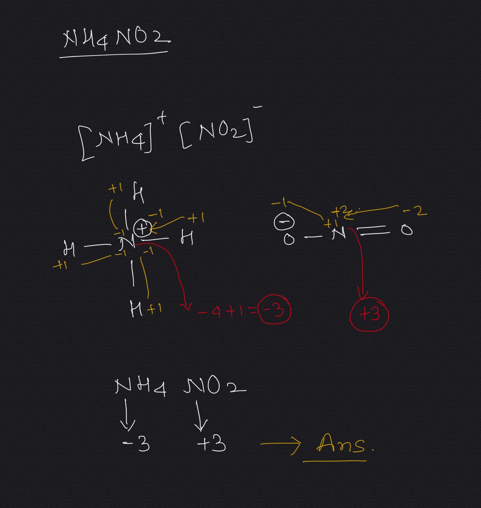 Berapa bilangan oksidasi atom nitrogen dalam NH4NO2? - Quora