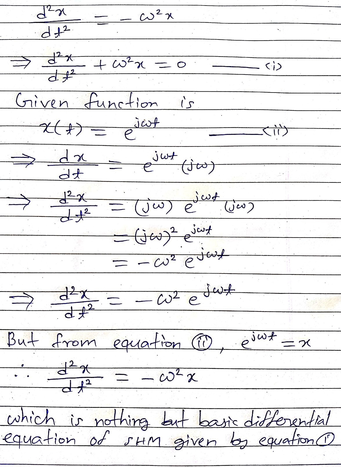 Gerak suatu benda diberikan oleh y=e^(jwt). Bagaimana cara menunjukkan gerak  harmonik sederhana? - Quora