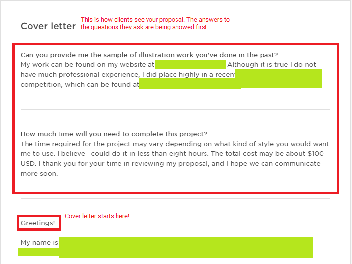 I passed the info along to friend number. What Do You Usually Put In Your Upwork Proposal And Cover Letter Quora