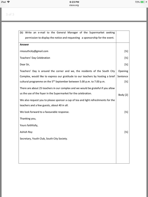It includes the word 'notice', date, heading, writer's name and designation. What is the format for notice and email writing for the